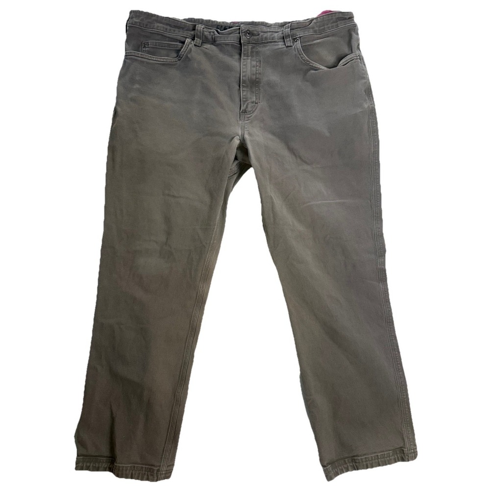 Duluth Trading Flex Fire Hose Chino Pants Men's‎ 42x30 Gray Flat Front Slim Fit
